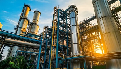 Industrial Complex at Sunset