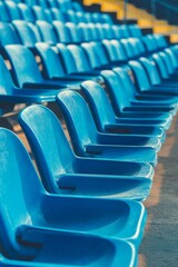 Obraz premium It is empty inside the stadium because the blue bleachers are blue