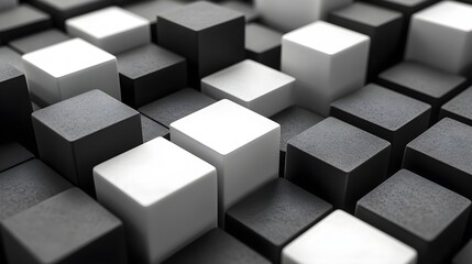 Modern 3D Abstract Cube Pattern in Black and White Geometric Background