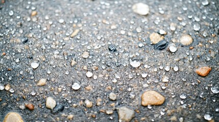 Raindrops on a stone after rain