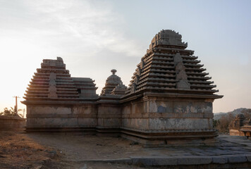 Temples on the gentle slopes of Hemakutta Hill in Hampi. India.