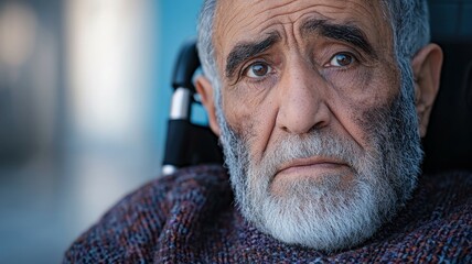 An older man with a beard and glasses is sitting in a chair