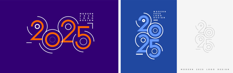 A modern 2025 logo design featuring bold orange and blue circular elements with clean geometric lines. Perfect for use in banners, media covers, or promotional materials.