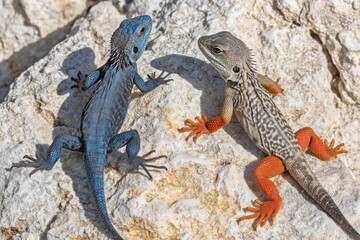 Fototapeta premium Platysaurus broadleyi (Platysaurus broadleyi male and female), Augrabies Falls National Park
