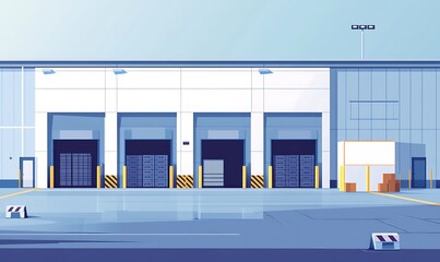 Obraz premium Warehouse Loading Dock with Three Large Doors
