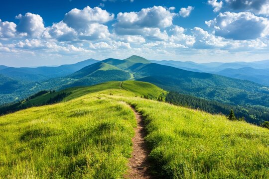 Hiker on the summit of Mont Motette, Apennines, Umbria