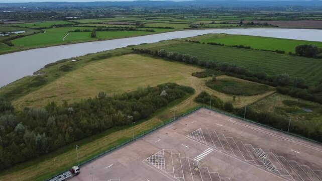 British Agricultural Farms at Countryside Landscape of England Near Dunball Bridgewater City, England