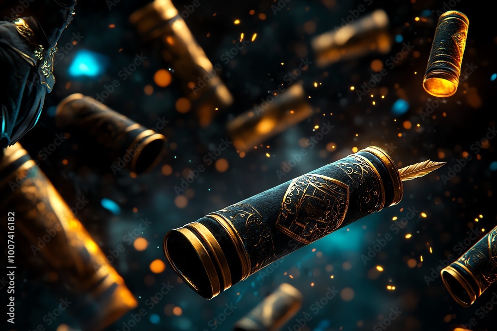 Aufkleber A magical figure reflecting on lessons from yesterday, with glowing scrolls and enchanted quills floating in the air, capturing the mystical wisdom learned from past experiences.