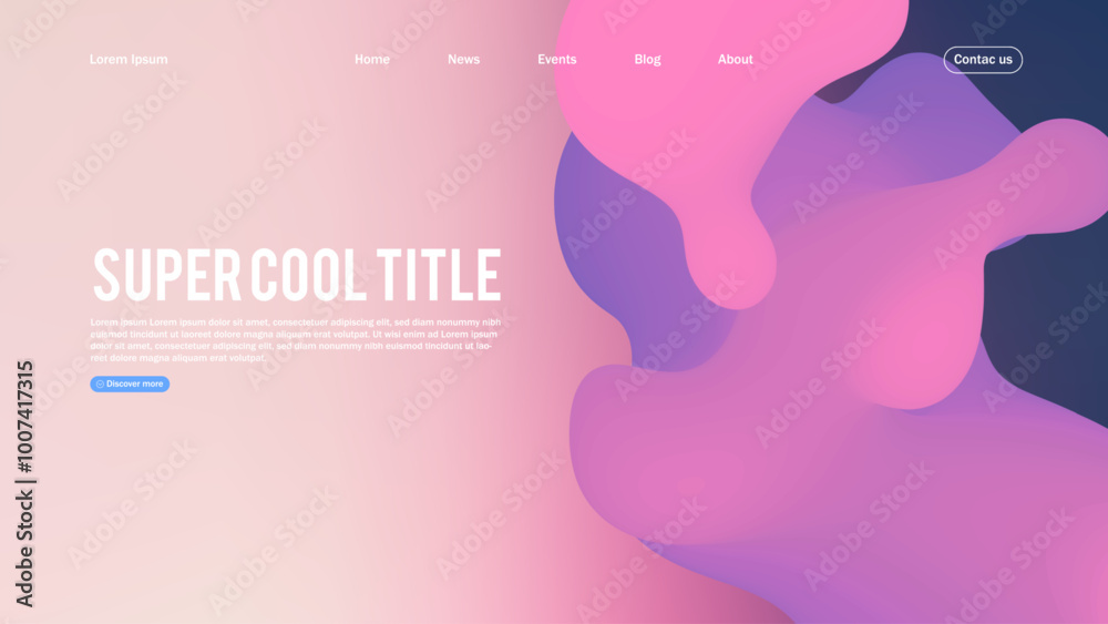 Poster landing page abstract design with dynamic line bubbles . template for website or app.