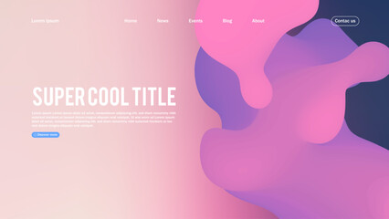 Landing page abstract design with dynamic line bubbles . Template for website or app.