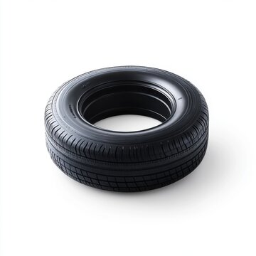 Black Rubber Tire on White Background