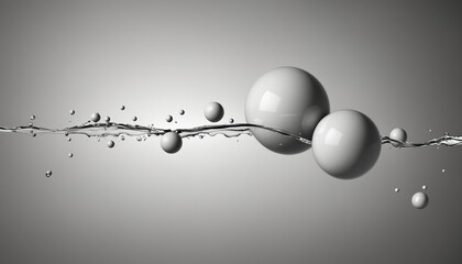 Water droplets, molecules, science and biology abstract futuristic art, fluids