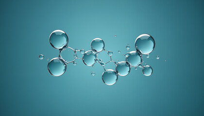 Water droplets, molecules, science and biology abstract futuristic art, fluids