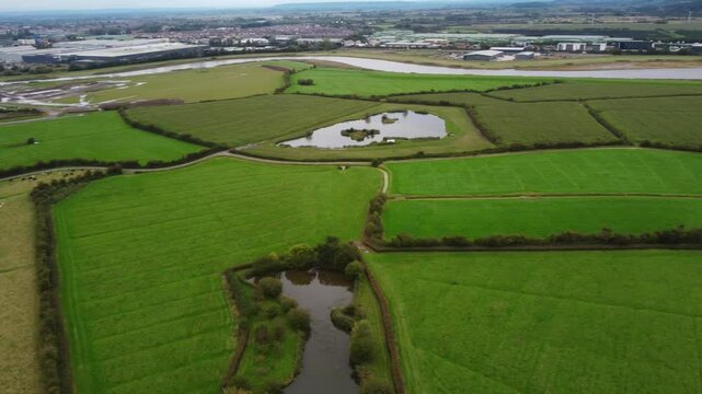 British Agricultural Farms at Countryside Landscape of England Near Dunball Bridgewater City, England