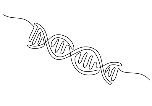 DNA in detailed one line drawing. Scientific research concept. Minimalist vector with modern touch.