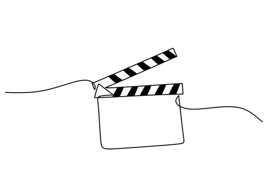 recommend clip art: Film clapper in one line drawing. Minimalist entertainment concept.