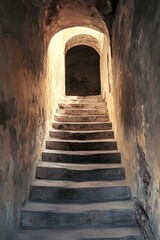Stone Steps Leading Up To A Dark Arched Doorway