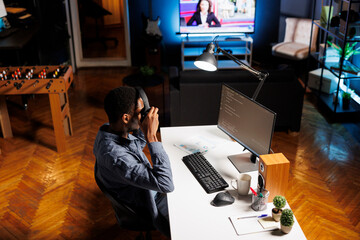 Network operator upgrading script and combining HTML code with IT language in terminal interface on...