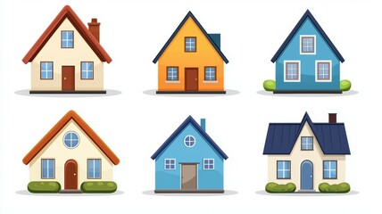 Fototapeta premium A row of houses with different colors and styles