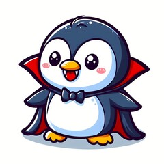 Obraz premium Cute Penguin Dracula Vampire Cartoon Vector Icon Illustration