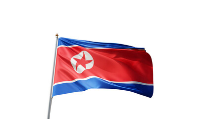 flag of north korea on a transparent background, waving in the wind, national symbol of north korea, asian country, tall flagpole, transparent png, no background