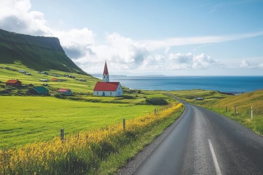 The traditional village Husar on Kalsoy Island in the Faroe Islands, Denmark.