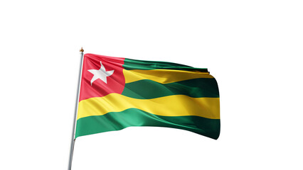 flag of togo on a transparent background, waving in the wind, national symbol of togo, african country, tall flagpole, transparent png, no background