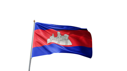 flag of cambodja on a transparent background, waving in the wind, national symbol of cambodja, asian country, tall flagpole, transparent png, no background