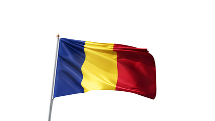 flag of chad on a transparent background, waving in the wind, national symbol of tchad, african country, tall flagpole, transparent png, no background