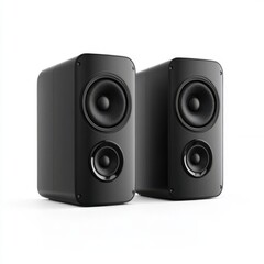 Modern Black Speakers on White Background