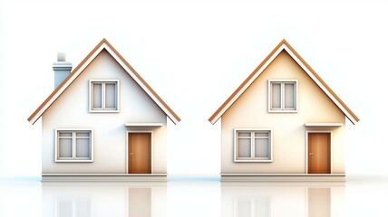 Two houses are shown side by side, one is white and the other is tan
