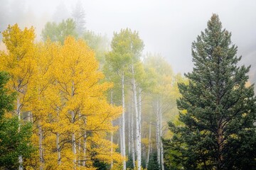 Fototapeta premium Colorado's Telluride is home to a grove of aspen changing color.