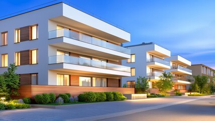 A large apartment building with a lot of windows and balconies