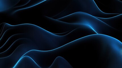 Obraz premium Abstract Blue Waves on Black Background
