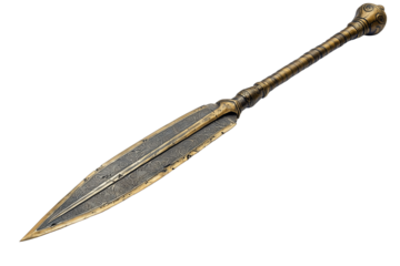 Ornate Ancient Weapon: A Bronze Spear with Intricate Design