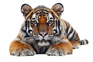 Fototapeta premium Majestic Tiger Portrait: Close Up of a Powerful Predator