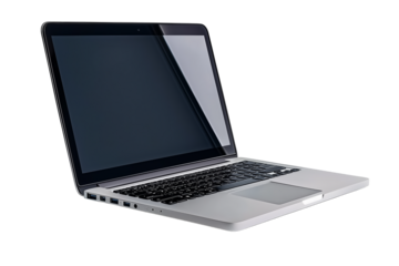 Sleek Silver Laptop with Black Screen - Technology Image