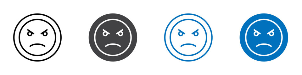 Obraz premium Angry icon Isolated on white background vector set