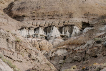 Willow Creek Hoodoos Just Off Highway #10 South Of Drumheller, Alberta.  Beautiful Sandstone Pillars, Some With Rock Caps, Captured In Horizontal And Vertical Format.  Taken September 28, 2024.