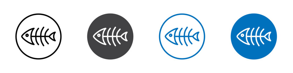 Fish bone icon Isolated on white background vector set