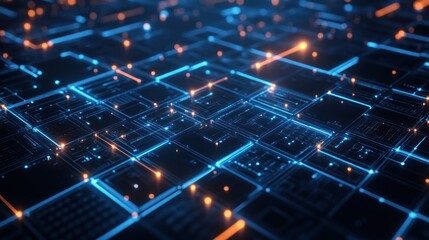 Obraz premium Abstract Digital Network, Futuristic Cyberspace