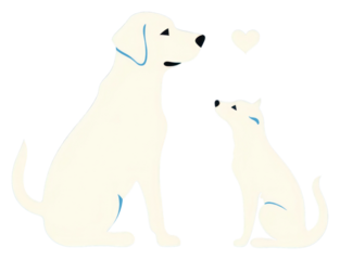 PNG Dog and cat in heart animal mammal blue.