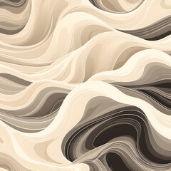 A calming, abstract pattern of gentle waves in a neutral color palette, evoking relaxation.