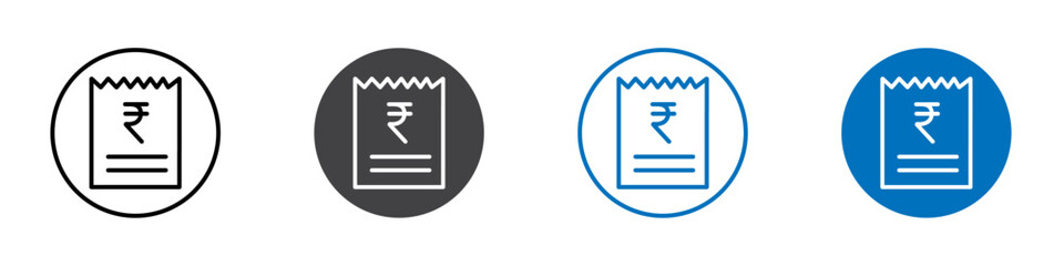 Invoice rupee icon Isolated on white background vector set