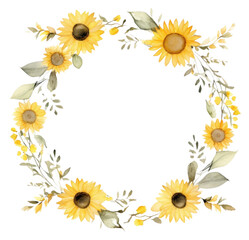 PNG Little sunflower circle border pattern wreath plant.