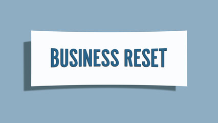 Business reset. A card isolated on blue background.