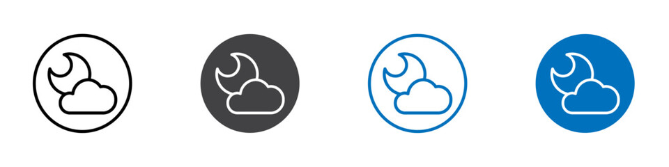 Moon cloudy icon Isolated on white background vector set