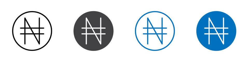 Naira icon Isolated on white background vector set