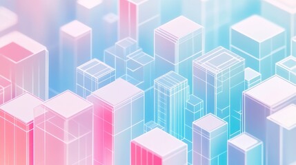 Abstract Cityscape with Pastel Colors