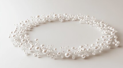 Obraz premium A delicate array of pearls forming a circular trail, set on a white background, with each pearl exuding timeless beauty and luxury
